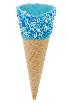Hänsel - Waffelhörnchen mit blauer Fettglasur und Streuseln