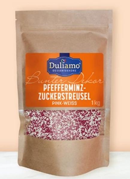 Pfefferminz-Zuckerstreusel - pink/weiß --- MHD 10.2026 --- "Solange der Vorrat reicht"