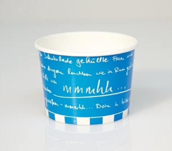 Eisbecher "mmmhh... Aquablau" 480ml - 50 Stück