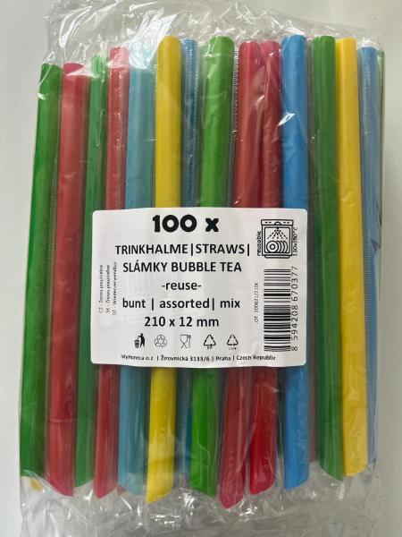 Trinkhalm - "BUBBLE TEA" Mehrweg  bunt Ø12mm