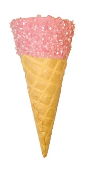 Gretel - Waffelhörnchen mit rosa Fettglasur und Streuseln